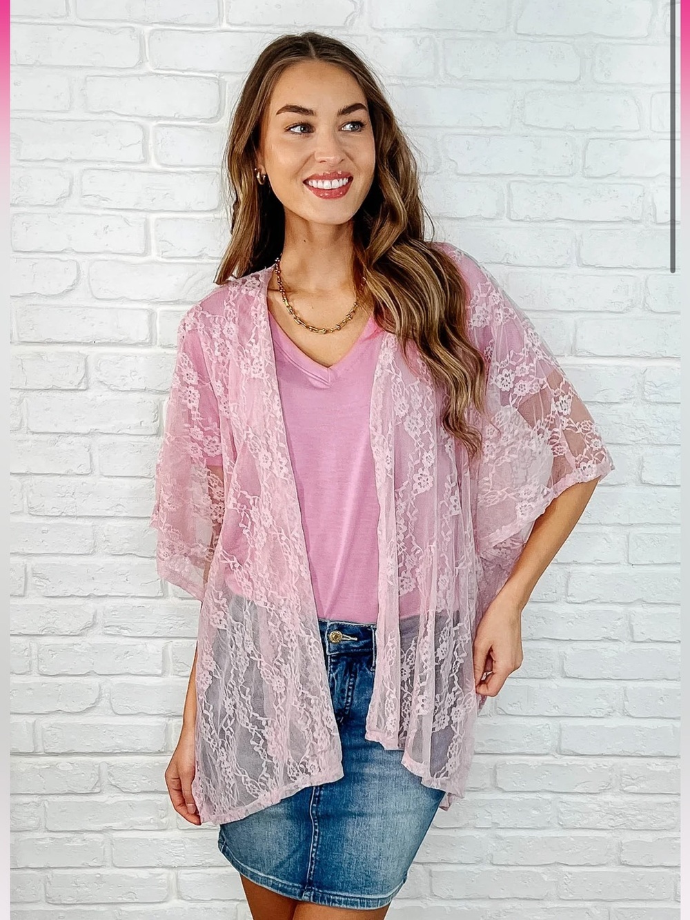 Andree by Unit Good Days Ahead Lace Kimono in Mauve Medium NEW